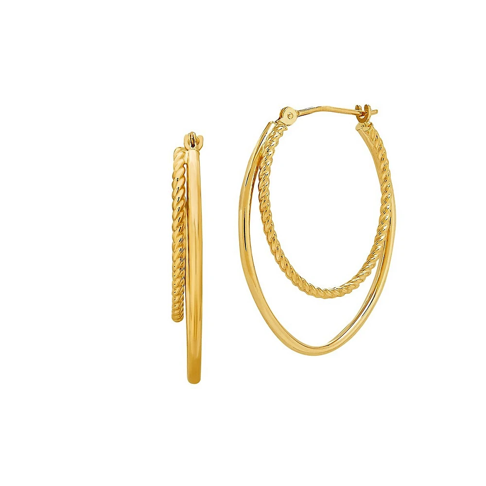 14K Yellow Gold Double Hoop Earrings