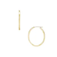 14K Yellow Gold Oval Tube Hoop Earrings