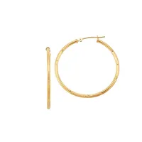 14K Yellow Gold Station Hoop Earrings