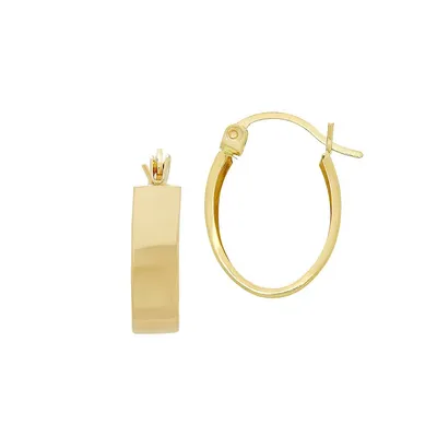 14K Yellow-Gold Oval Band Hoop Earrings