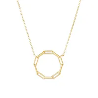 10K Yellow Gold Paperclip Circle Pendant Necklace