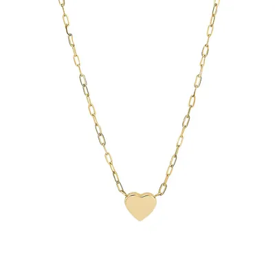 10K Yellow Gold Heart Pendant Necklace