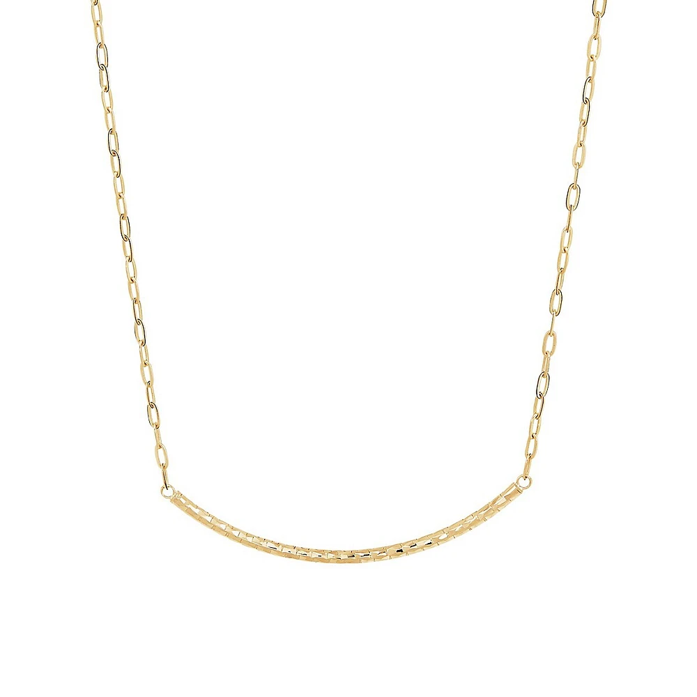 10K Yellow Gold Bar Pendant Paperclip Necklace