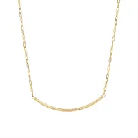 10K Yellow Gold Bar Pendant Paperclip Necklace