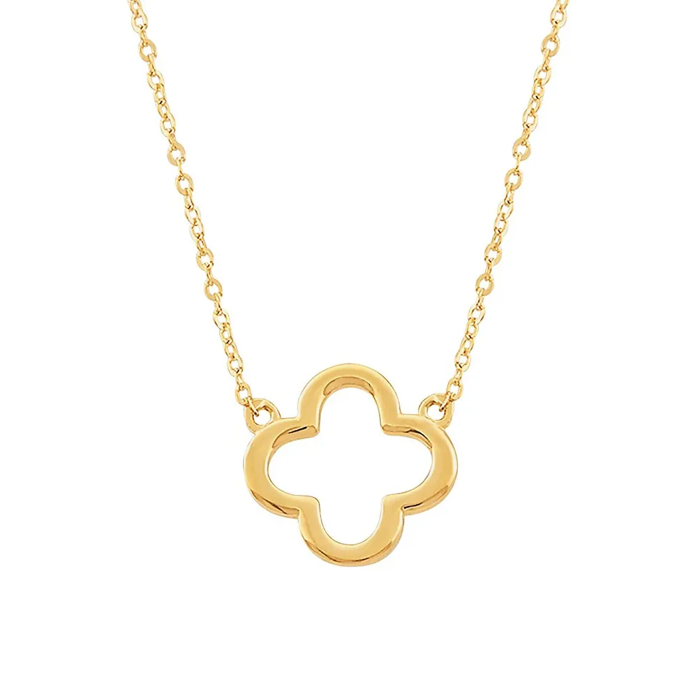 10K Yellow Gold Flower Pendant Necklace