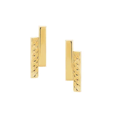 10K Yellow Gold Bar Stud Earrings