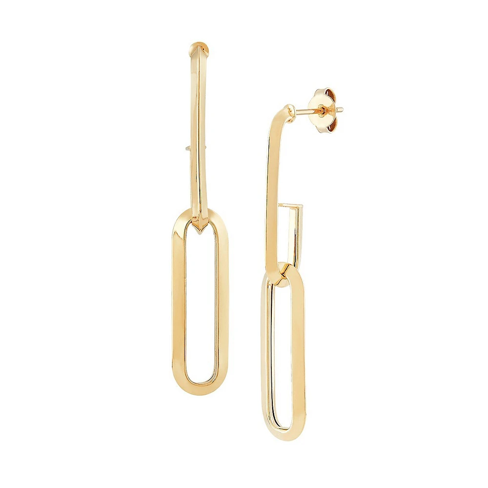 10K Yellow Gold Paperclip Drop Earrings