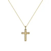 10K Yellow Gold Mesh Cross Pendant Rope-Chain Necklace