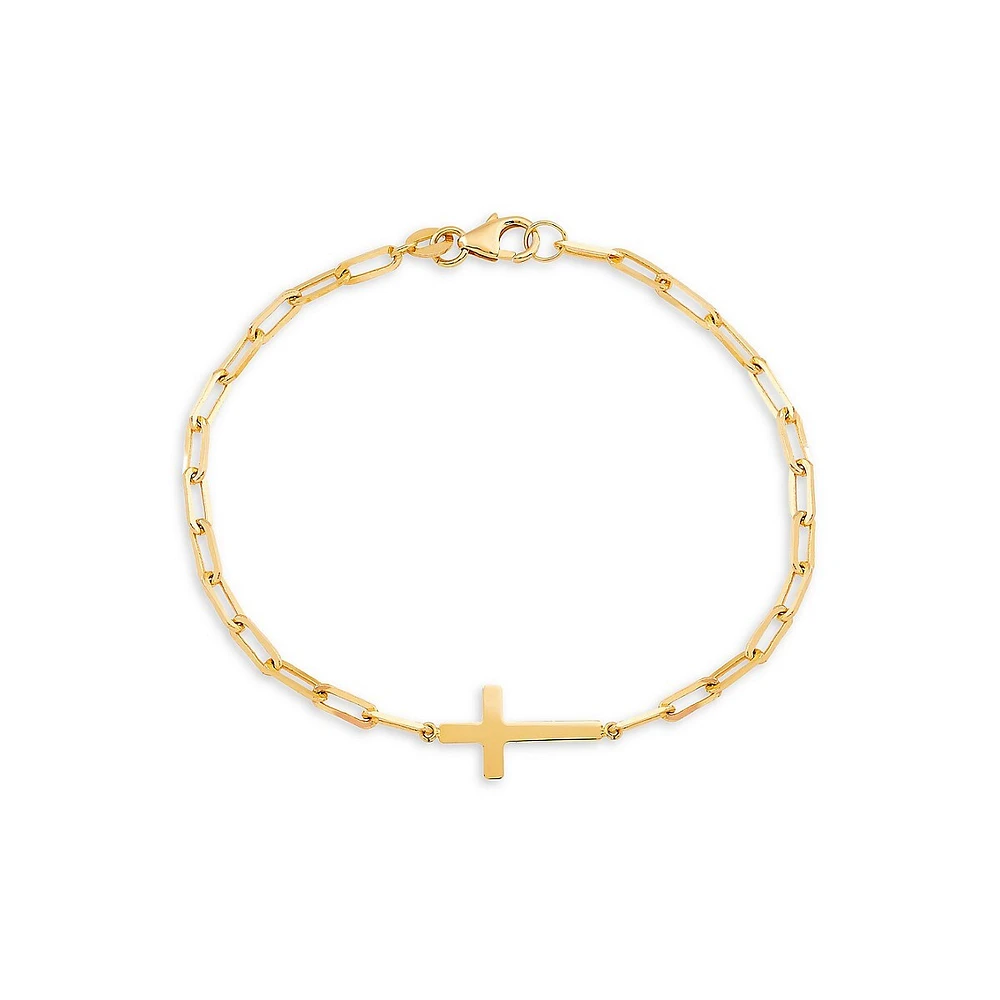 Bracelet à croix en or jaune 10 ct