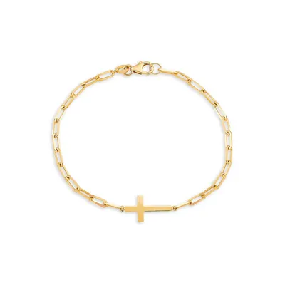 Bracelet à croix en or jaune 10 ct