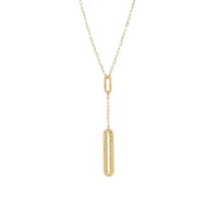 10K Yellow Gold Paperclip Drop Pendant Necklace