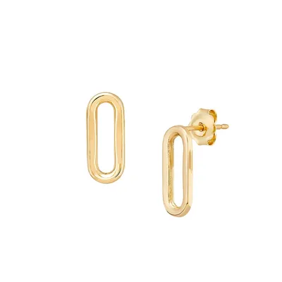 Boutons d'oreilles trombone en or jaume 14 ct