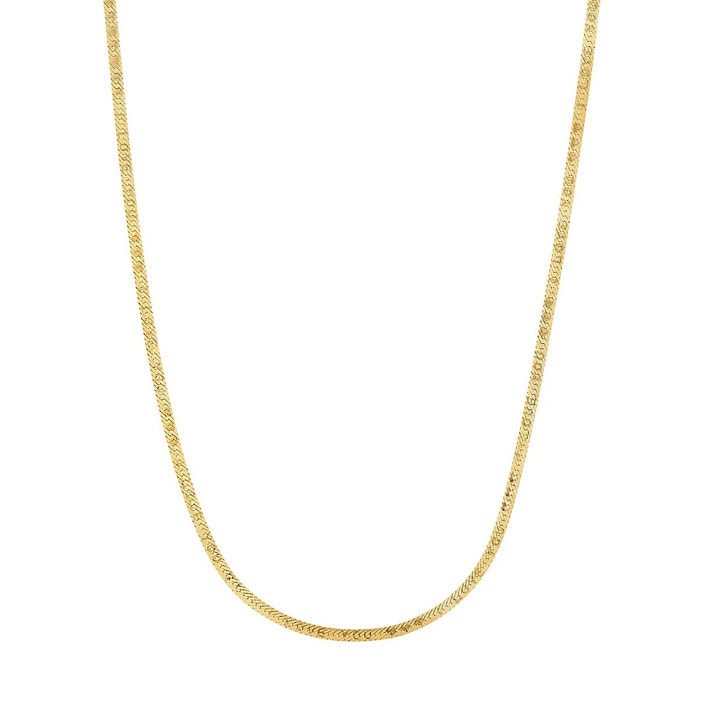 10K Yellow Gold Herringbone Necklace - 18-Inch x 2.25MM