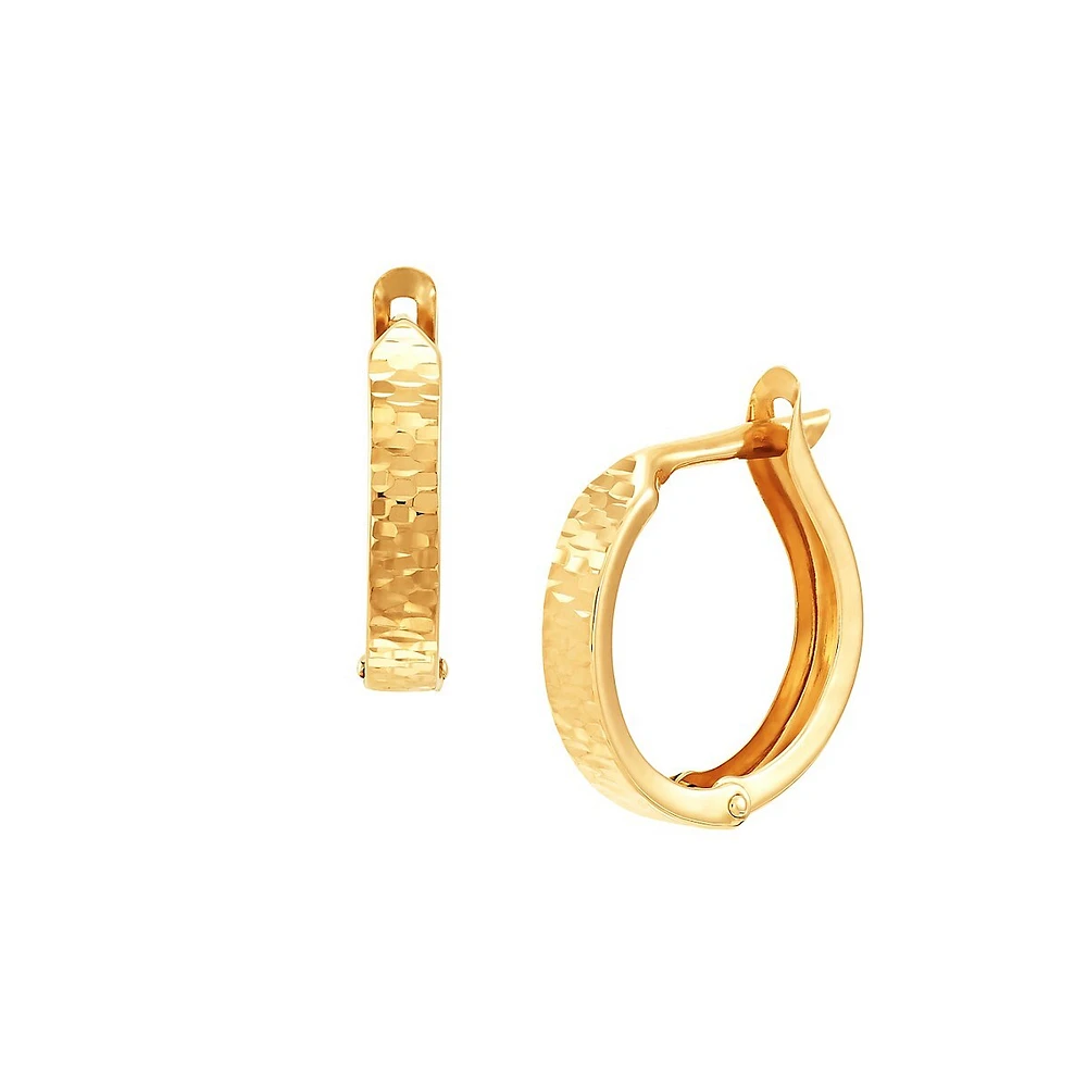 14K Yellow Gold Huggie Hoop Earrings