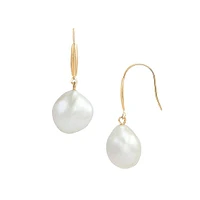 14K Yellow Gold & 10MM-11MM Baroque Freshwater Pearl Drop Earrings