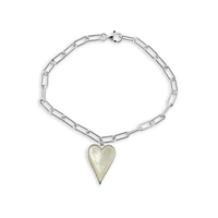 Bracelet en argent sterling avec cœur en nacre