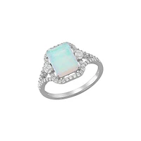 Sterling Silver, Created Opal & Created White Sapphire Cocktail Ring