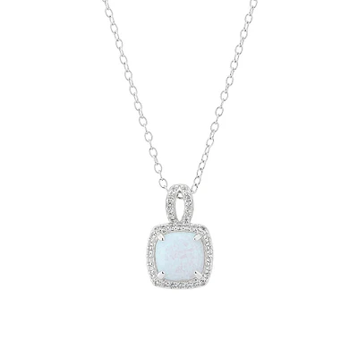 Sterling Silver & Crystal Opal Pendant Necklace