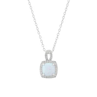 Sterling Silver & Crystal Opal Pendant Necklace