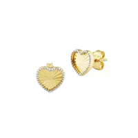 Two-Tone 14K Gold Heart Stud Earrings