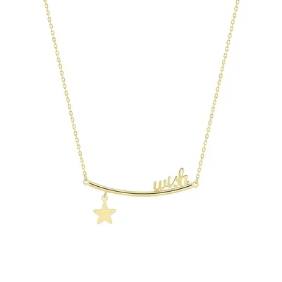 14K Yellow Gold Wish & Star Bar Necklace