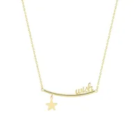 14K Yellow Gold Wish & Star Bar Necklace