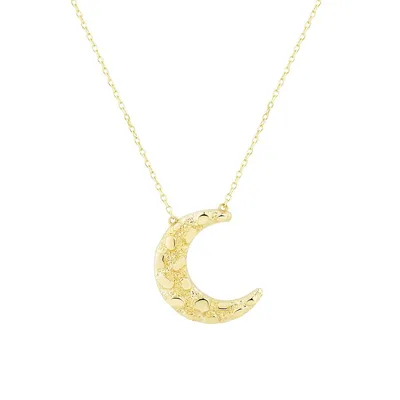 10K Yellow Gold Crescent Moon Pendant Necklace
