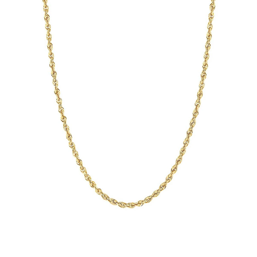 10K Yellow Gold Rope Chain Necklace - 18-Inch