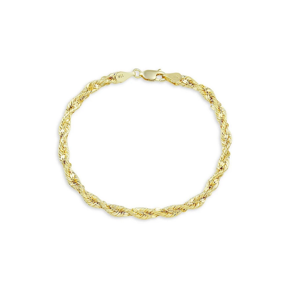 10K Yellow Gold Rope Chain Bracelet