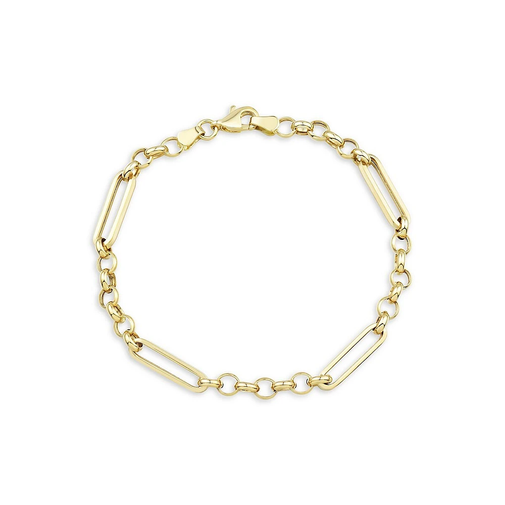 14K Yellow Gold Paperclip Chain Bracelet - 7.75-Inch