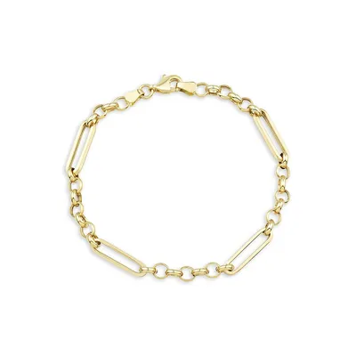 14K Yellow Gold Paperclip Chain Bracelet - 7.75-Inch
