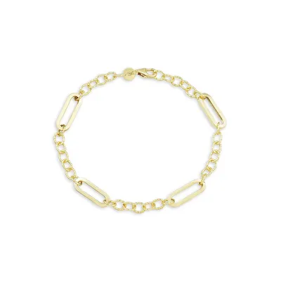 14K Yellow Gold Paperclip Chain Bracelet - 7-Inch
