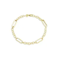 14K Yellow Gold Paperclip Chain Bracelet - 7-Inch