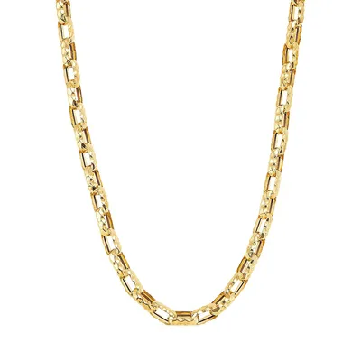 14K Yellow Gold Textured Oval-Link Chain Necklace - 22-Inch
