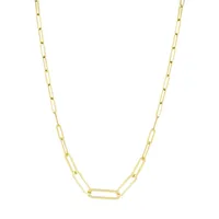 14K Yellow Gold Graduated Paperclip Chain Necklace - 18-Inch