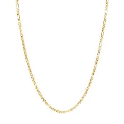 10K Yellow Gold Alternated Box Chain Necklace - 20-Inch x 3MM