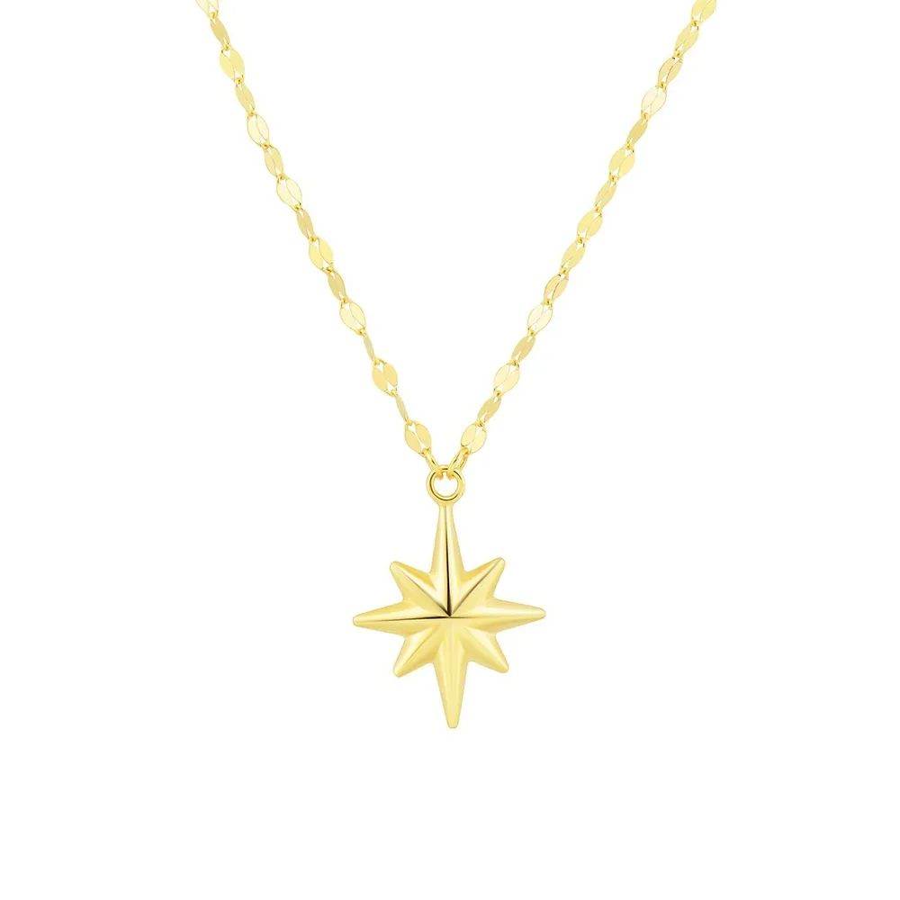 14K Yellow Gold Starburst Pendant Necklace