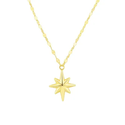 14K Yellow Gold Starburst Pendant Necklace