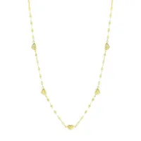14K Yellow Gold Hammered Cable Chain & Heart Station Necklace