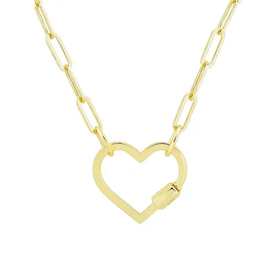 14K Yellow Gold Carabiner Heart Pendant Necklace