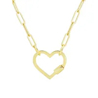 14K Yellow Gold Carabiner Heart Pendant Necklace