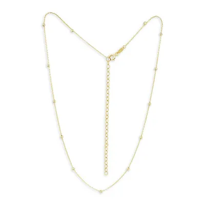 14K Yellow Gold Bead Station Necklace - 17-Inch