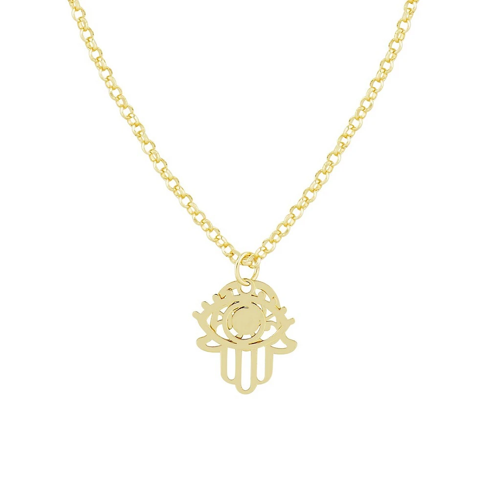 14K Yellow Gold Hamsa Pendant Necklace