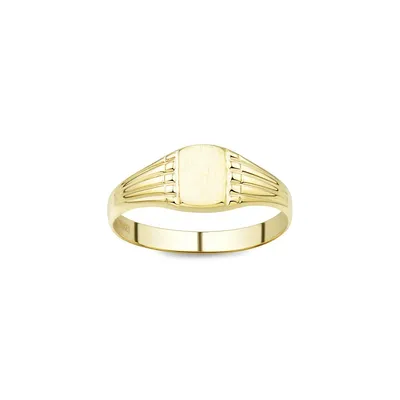 14K Yellow Gold Fluted Geometric Signet Ring