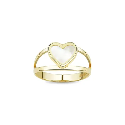 14K Yellow Gold & Mother-Of-Pearl Heart Ring