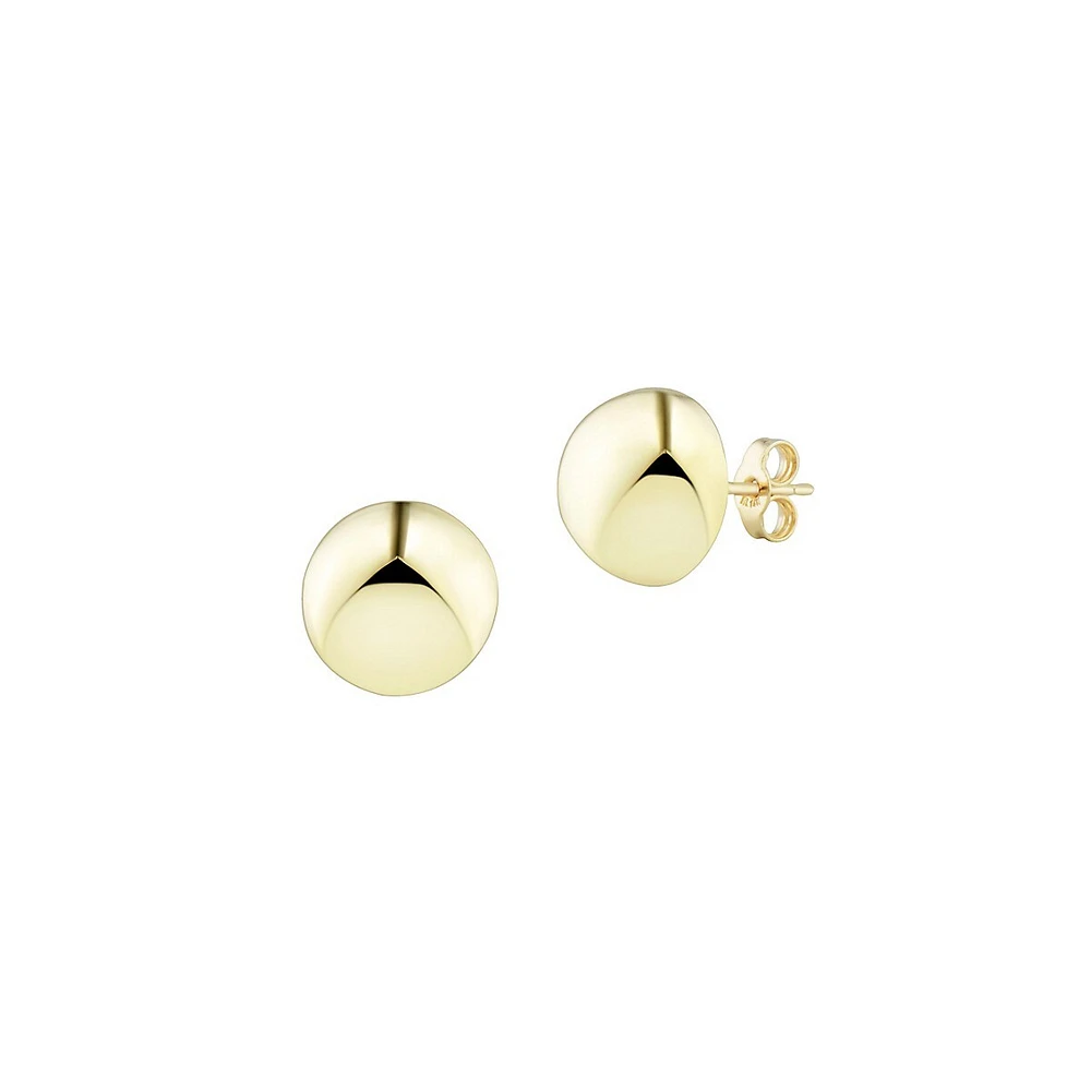 14K Yellow Gold Faceted Circular Stud Earrings