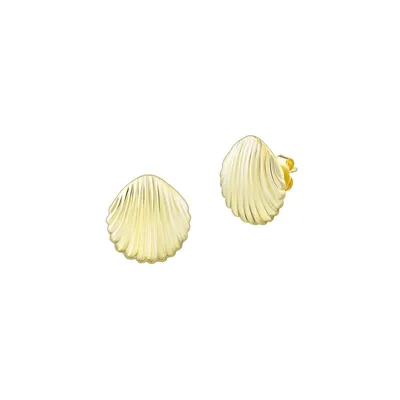 10K Yellow Gold Shell Stud Earrings