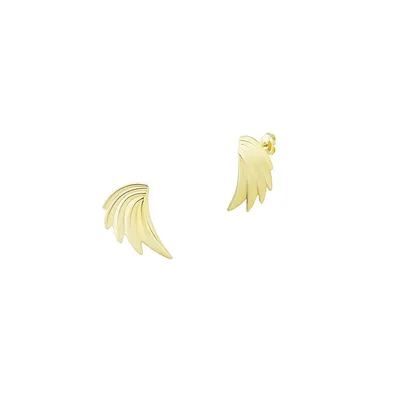 10K Yellow Gold Fan Stud Earrings