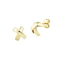 14K Yellow Gold X Stud Earrings