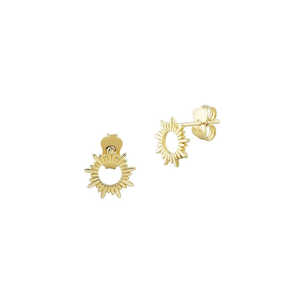 14K Yellow Gold Sunray Stud Earrings